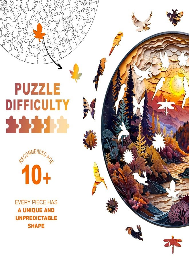 Purdicra Wooden Puzzles for Adults - Unique Animal Shaped Sunset Forest Puzzle, 3D Vision Wooden Jigsaw Puzzle, Christmas Birthday Gifts for Friends/Family, Home Decor 11.4 * 11.4in 200pcs - Image 5